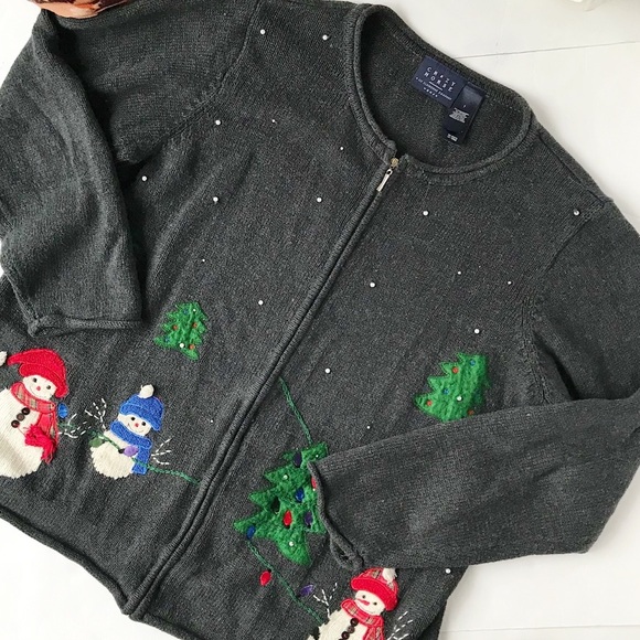 - 3/$20 Liz Claiborne vintage 90s Crazy Horse Christmas Sweater - Picture 3 of 5